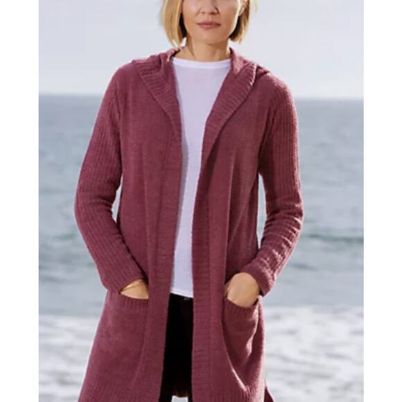 Barefoot Dreams Sweaters - Barefoot Dreams CozyChic Lite Relaxed Hooded Cardi with Pockets Cardigan Sweater